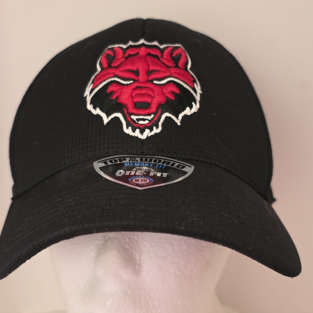 Arkansas State Red Wolves Top of the World Black Strapback Trucker Hat Cap Mens